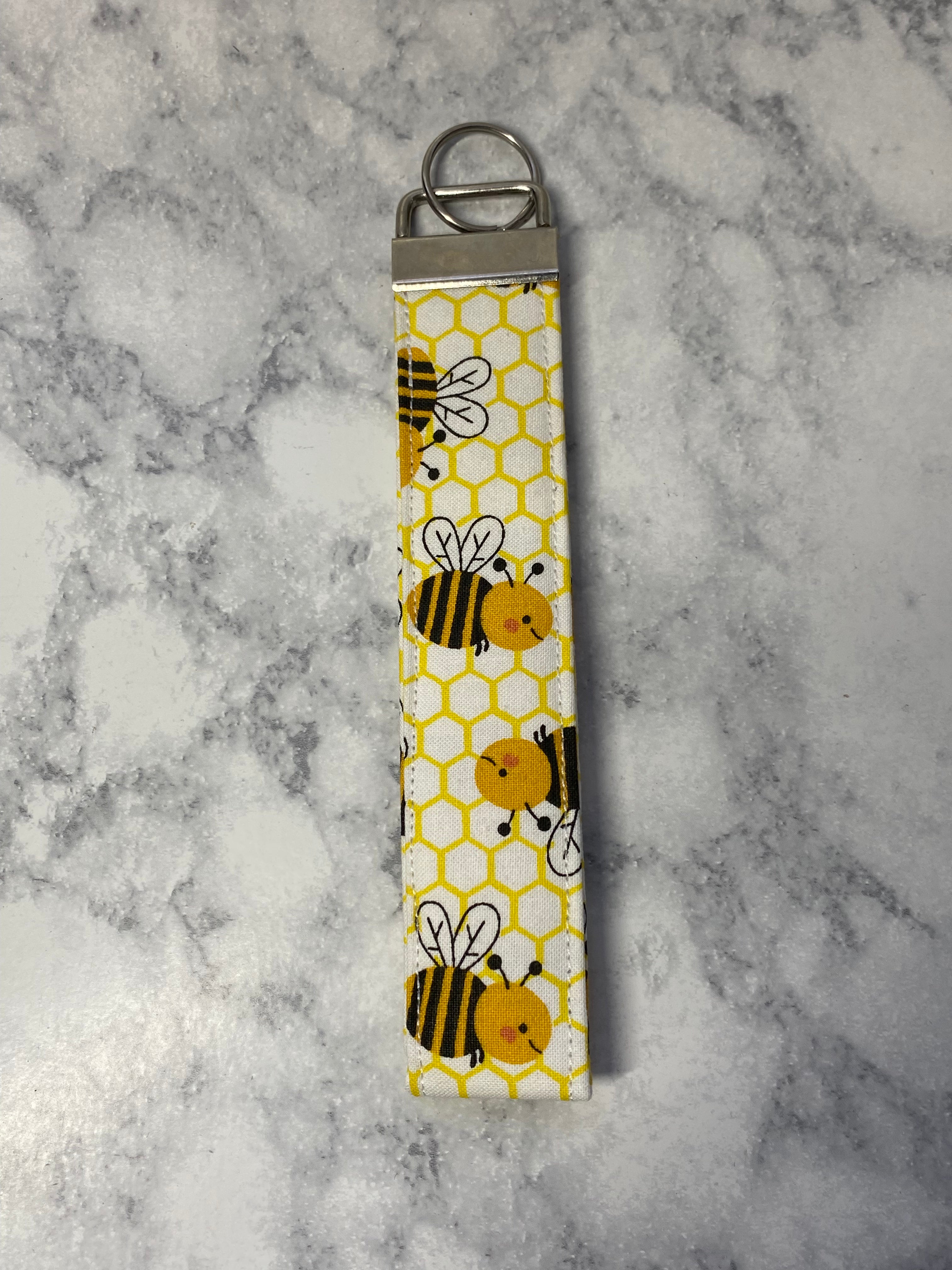 White Bee Keychain